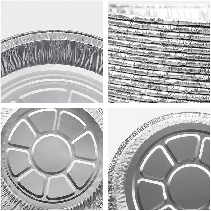 Non-Stick Round Disposable Air Fryer Aluminum Foil Liners 50PCS, Oil-Proof Aluminum Foil Tin Box Also for Steamer Basket Instant Pot Oven & Grill (6 Inch)