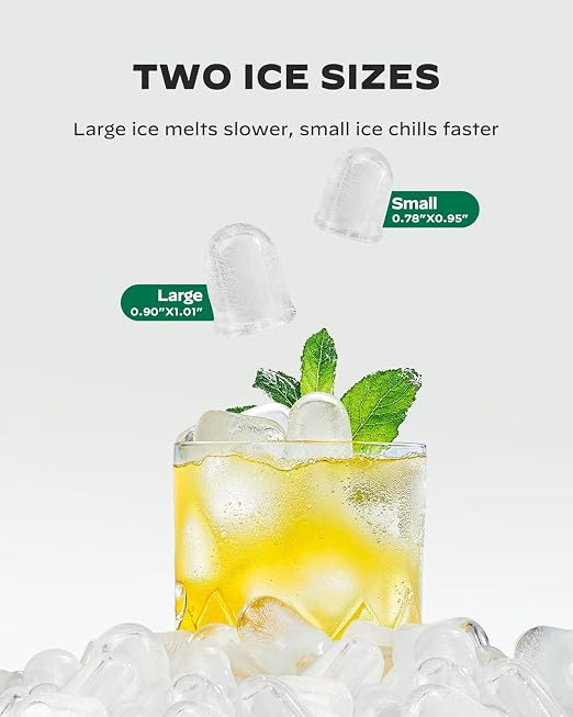 Marsail Ice Makers Countertop, 26 lbs per Day, Fast Ice in 6 Minutes, Self-Cleaning Ice Maker, Compact Countertop Ice Machine for Home, Kitchen/Office/Parties
