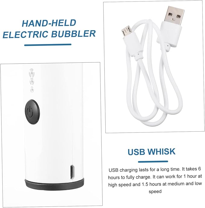 Mikinona 1set Usb Electric Handheld Mixer Stainless Steel Bubbler for Kitchen Automatic Paint Whisk Ergonomic Design Easy to Clean Powerful Frother for Foamed and Food
