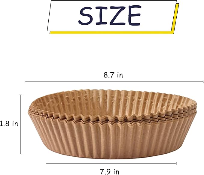 Parchment Round Cooking Paper, Non-Stick, Baking Roasting Food Grade Paper for Microwave Oven, Frying Pan, Oil-proof, Water-proof (100PCS 7.9 Inch Natural)