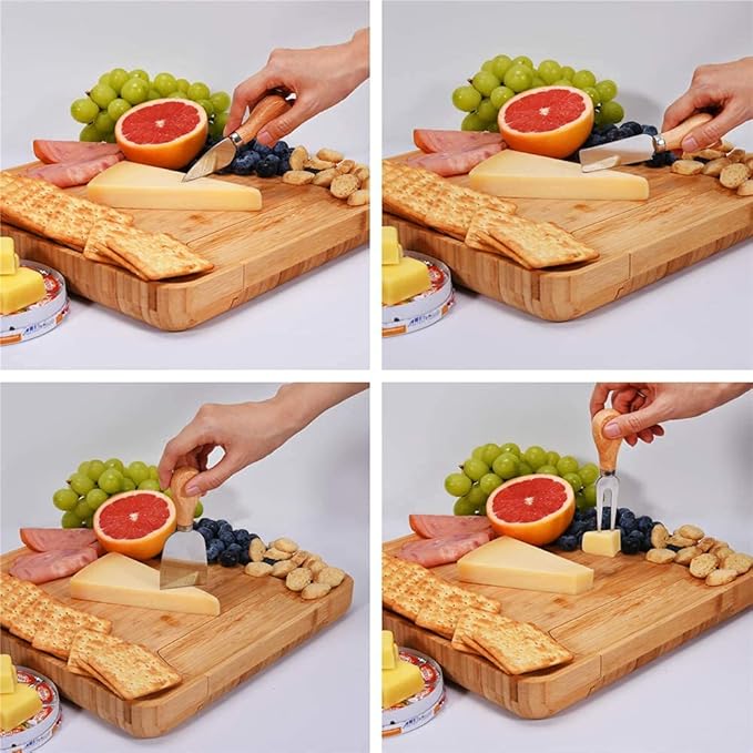 BT Trendz Personalized Charcuterie Board/Customized Bamboo Cheese Board/Serving Tray and Knife Set - Perfect Corporate, Wedding, Closing, Realtor, Birthday, Housewarming Gift - Gift for Dad/Mom (04)