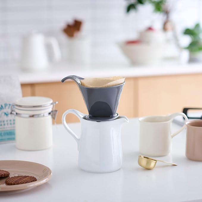 Zero Japan - Bee House Pour Over Coffee Dripper - Lead-Free & Cadmium-Free Ceramic Coffee Maker with Elegant Peek Hole, Drip Cone Brewer Coffee Gifts, Brewing Accessories - Steel Gray, Standard Size