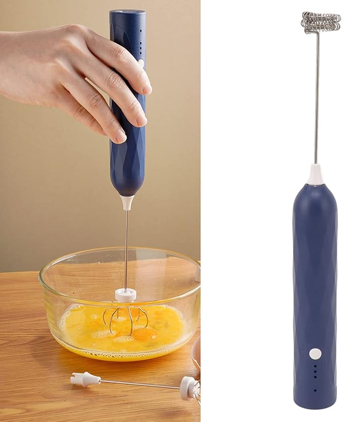 Small Household Egg Beater Mini Multifunctional Blender Handheld Electric Stirrer Foam Maker Whisk Cordless Milk Coffee Foamer (Blue)