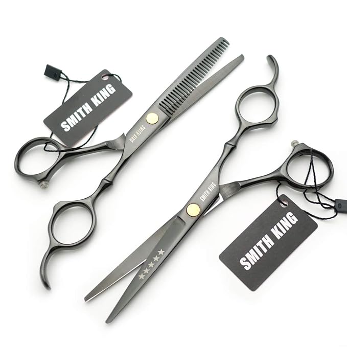 5.5 Inches Hair Cutting Scissors Set with Razor Combs Lether Scissors Case,Hair Cutting Shears Hair Thinning Shears for Personal and Professional (Grey)