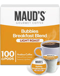 Maud's Breakfast Blend Coffee Pods, 100 ct, Light Roast Coffee in Single Serve Pods – 100% Arabica Beans, Compatible with Keurig K Cups Maker