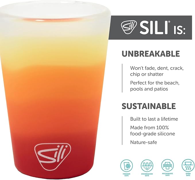 Silipint 1.5oz Silicone Shot Glasses with Handle – 4 Pack Unbreakable, BPA-Free, Non-Toxic, Dishwasher & Freezer Safe Shot Cups – Marigold Glasses