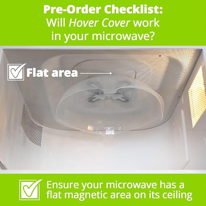 HOVER COVER 2 Pack Magnetic Splatter Cover, 12-Inch Clear BPA-Free Food Lid, Vented Plate Guard with Steam Vents, Anti-Splash Microwave Lid, Dishwasher Safe, Space-Saving Magnetic Storage - Black