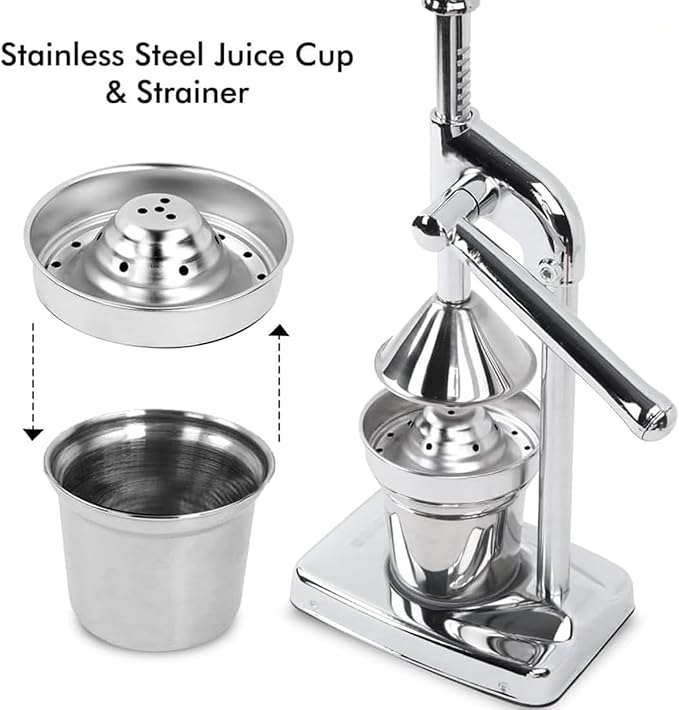 Cast Iron Juicer Hand Press, Heavy Duty Cast Iron Manual Juicers, Manual Juicer Stainless Steel Lemon Squeezer, Crusher Machine for Fresh Lemonade Orange Juice, Easy to Clean