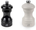 Peugeot Bistro Pepper and Salt Mill Set, 4in - Essential Kitchen Tools with Adjustable Grinding Precision, Beechwood Mills - Enhance Flavors in Everyday Cooking (Black/Ivory)