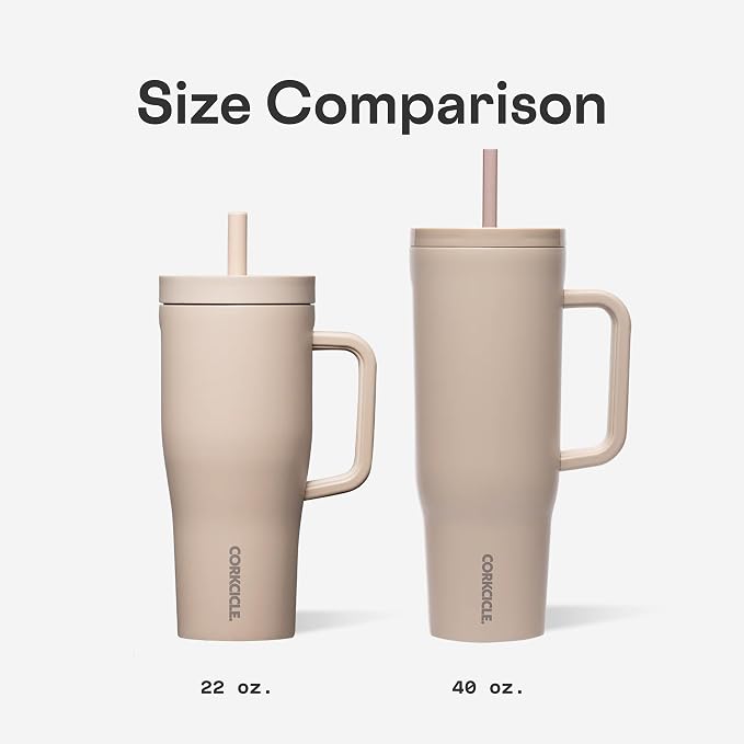 Corkcicle x Rifle Paper Co. Cruiser Insulated Tumbler with Handle & Straw - Keeps Drinks Cold 20 Hours - BPA-Free - Gift for Mom - Great for Mother's Day or Christmas - 40 oz - Garden Party Cream