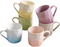 Porcelain Coffee Mugs, Multicolor, Set of 6, 12oz | Hand-Pinch Textured Ceramic, Microwave & Dishwasher Safe, Non-Toxic, Stylish Gift