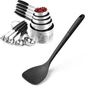 U-Taste 18/8 Stainless Steel Measuring Cups and Spoons Set of 10 and 600ºF Heat Resistant 13.76" Long, 3.63" Wide Wok Spatula for Kitchen Stir Fry (Black)