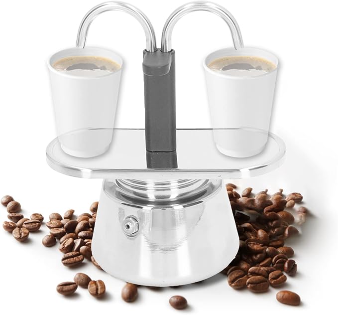 Stainless Steel Moka Pot, Moka Set includes Coffee Maker 2-Cup, 100ml Dual Pipe Stainless Steel Durable Food Grade Nonslip Thickened Strainer Widely Used Mocha Pot