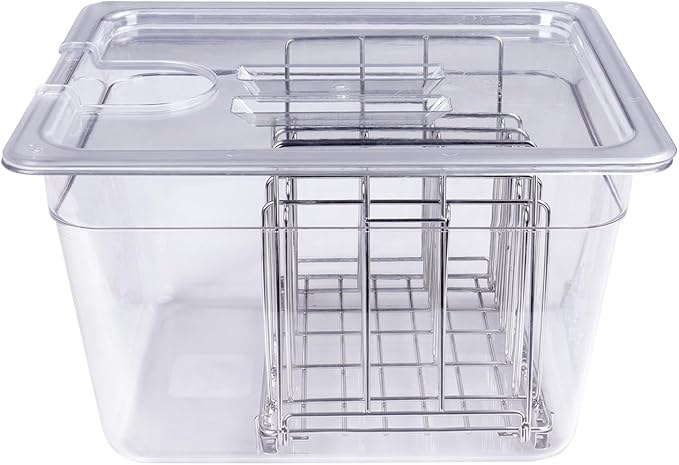 12 QT Large Sous Vide Container With Lid, Sous Vide Tub Kit Compatible with Wancle Anova, Joule, Instant Pot Sous Vide Cookers for Home Chefs Professional Use (12 qt with rack)