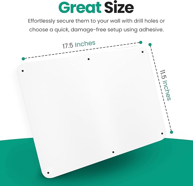 17.5inchX11.5inch Large Stainless Steel Plate for Magnets, 3M Adhesive Back, Mounting Screws, Ideal for Magnetic Shelf, Spice Holders, Colorful Magnets as a Gift. Mount Anywhere! (White, 1 Pack)