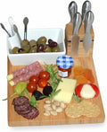 Picnic at Ascot Original Bamboo Cheese Board with Knife Set, Ceramic Bowl, Cocktail Sticks & Cheese Markers- Designed & Quality Checked in USA