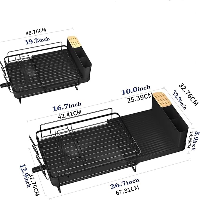 Adjustable Over The Sink Dish Drying Rack, Large Capacity Stainless Steel Kitchen Counter Organizer with Ventilated Design - Rustproof & Space-Saving for Home Cooks