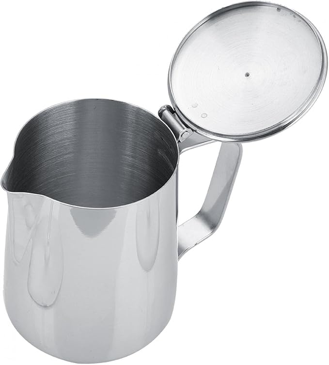 Frothing Pitcher Stainless Steel Coffee Cup Mug Milk Frothing Pitcher Jug with Lid for Latte Coffee Art(350ml)