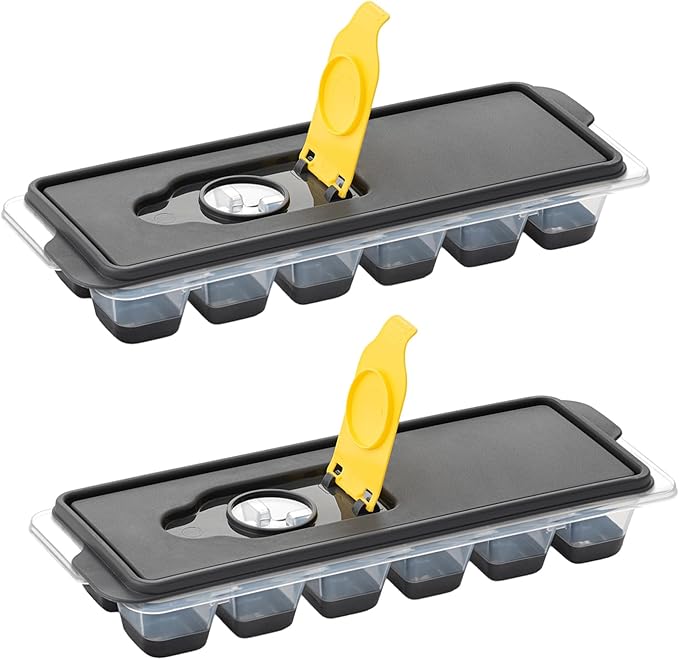 Superio Ice Cube Tray, Silicone Ice Cube Molds with Lid for Freezer, Ice Cubes for Whiskey, Cocktails, Juice (2 Pack)