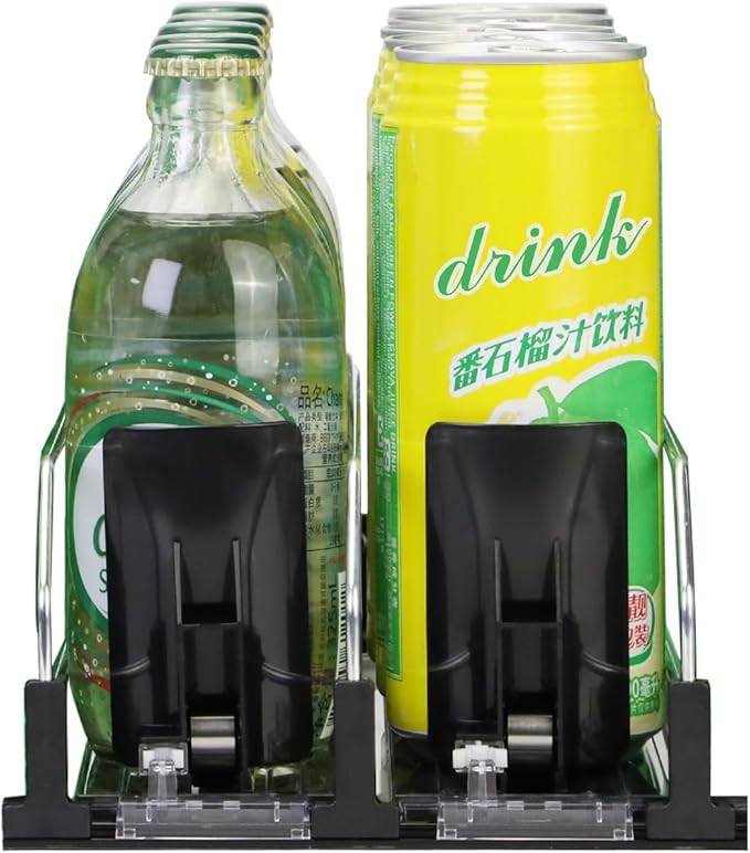 Upgraded Drink Organizer for Fridge，Soda Can Dispenser for Refrigerator，Automatic Self-Pushing Drink Pusher，Space-Saving Fridge Storage，Holds up to 10-15 Cans, 2 Row