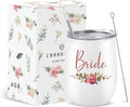CARAKNOTS Bride Tumbler 12 oz - Insulated Stainless Steel Wine Tumbler with Lid and Straw - Bridal Shower, Engagement & Wedding Morning Gift, Keepsake for the Bride Futrue Mrs Cup