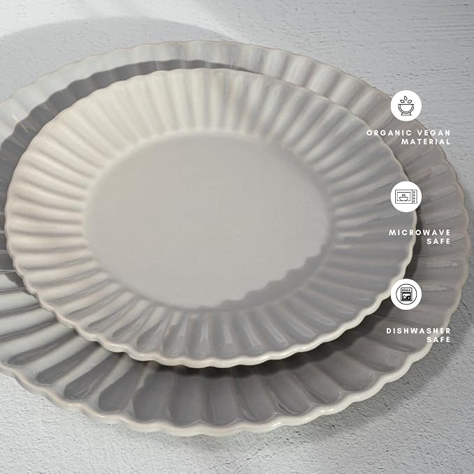 16 Piece Dinnerware Set Aruba (Cloudy Grey) Plates, Bowls, and Mugs Set for 4