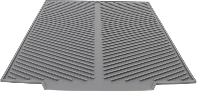 Draining Board Mat, Non Slip Silicone Dish Drying Mat Flume Drain Board Drainer Mat for Kitchen Countertop Tabletop Accessories (Gray)