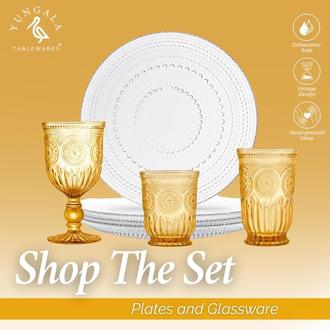 Amber Wine Glasses Set of 6 Vintage Hobnail Goblets 10 oz