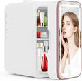 YLFU Skincare Fridge, 6L Small Mini Fridge for Bedroom with 3-Level LED Mirror for Makeup Cosmetics, Cooler & Warmer Personal Refrigerator for Drink Office Dorm and Food