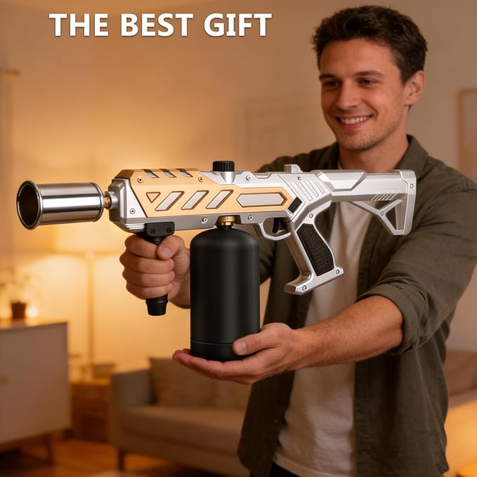 Powerful Propane Torch with Detachable Design, Adjustable Flame Kitchen Blow Torch, Flamethrower Gun Torch Burner for BBQ, Searing Steak, Welding, Camping Charcoal Lighter (Tank Not Included)