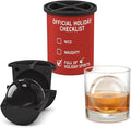 Christmas Clear Ice Cube Maker, 2.5" Stainless Steel Crystal Clear Ice Ball Maker, Ice Molds for Whiskey/Old Fashioned Cocktail/Bourbon, Whiskey Bourbon Gifts for Men, Dad, Husband (Holiday Checklist)