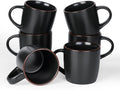 famiware Mercury Coffee Mugs 13 oz, Coffee Mugs Set of 6 with Handle, Cups for Latte, Hot Tea, Cappuccino, Mocha, Cocoa, Matte Black