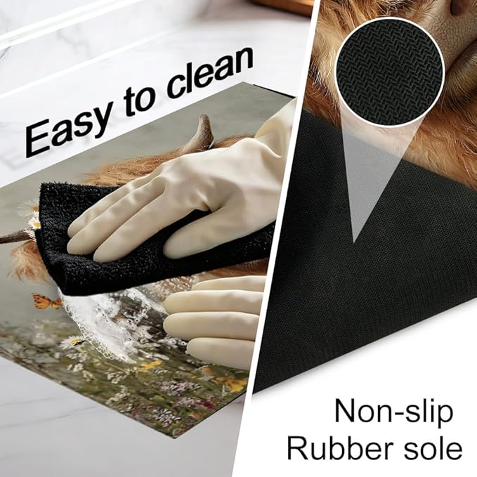 Stove Top Cover for Electric Stove 28.35 x 20.47 Inch Non Slip Stove Mat Highland Cow Daisy Glass Cooktop Protector Kitchen Counter Mat