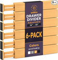 6-Pack Bamboo Drawer Dividers - 2.6 in High, Adjustable 16 to 22 in Expandable Drawer Organizers and Dresser Separators for Clothes, Bedroom, Bathroom, Kitchen, and Office Organization and Storage