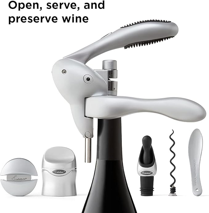 Rabbit Wine Tool Kit (Silver), 6 Piece Set