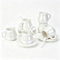 Coffee Cup Set of 6 with Saucers, 8 OZ Ceramic Espresso Cups, Pearl Glaze Coffee Cup Gift for Double Shot, Cappuccino, Cafe Mocha, Dishwasher & Microwave Safe, Elegant Deco