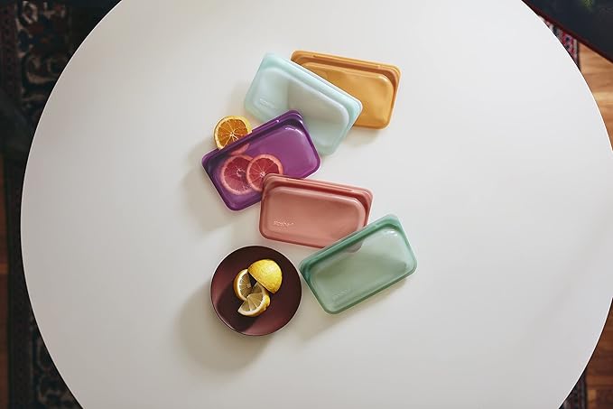 Stasher Silicone Reusable Storage Bag, Stand-Up Mini (Aqua) & Silicone Reusable Storage Bag, Snack (Aqua)