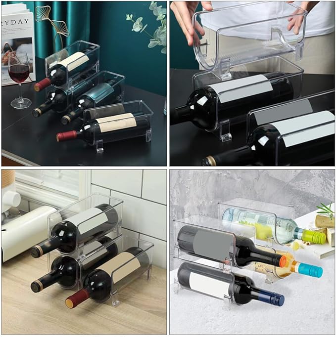 Cabilock Stackable Drawer Style Wine Rack 2-Pack Compact Bottle Holder Organizer 8.07X3.93X4.01In for Kitchen Bar Home Party Events