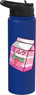 Kawaii Japanese Pink Retro 90s Strawberry Milk Carton Stainless Steel Insulated Water Bottle