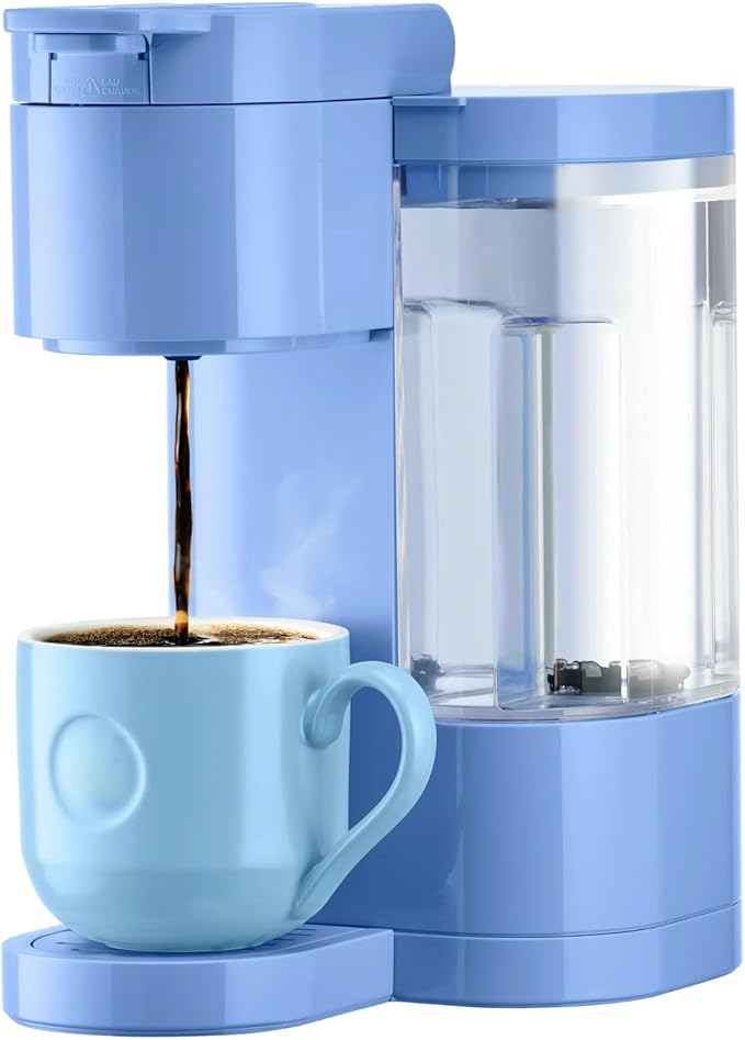 K-Express Essentials Single-Serve KCup Pod Coffee Maker 3 Cup Sizes Fast Fresh Brew 30oz Removable Water Reservoir Travel Mug Friendly Maintenance Alert Space-Saving (Blue)