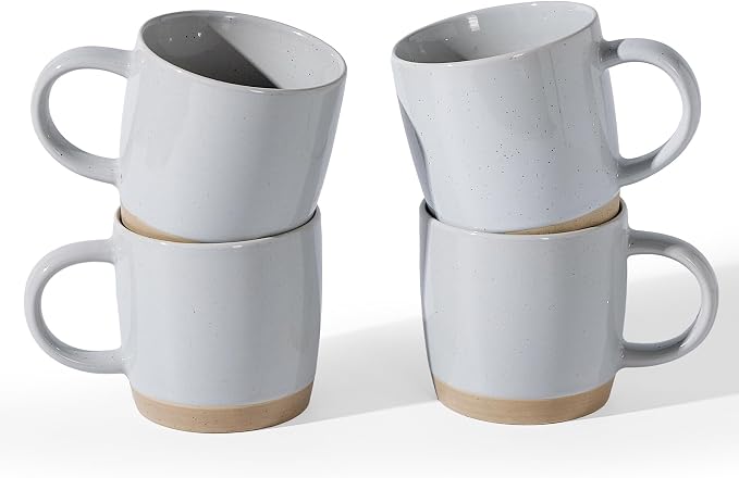 famiware Coffee Mugs for 4, 13 oz Mug Set, Dringking Cup with Handle for Coffee, Tea, Cocoa, Milk, Milkyway Serise, Ligth Gray