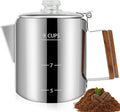 9 Cup Percolator 304 Stainless Steel Coffee Pot Coffee Maker Coffee Machine with Solid Wood Handle Transparent Knob Stovetop Greca Mocha for Induction Home and Camping 1500ml 50.7oz