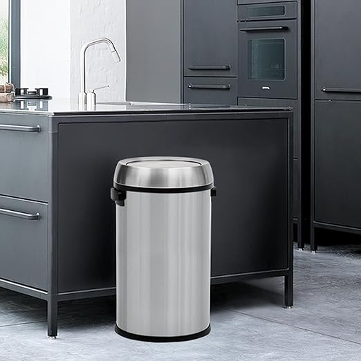 Garvee 17 gal Trash Can, Fingerprint-Proof Stainless Steel Swing Top Garbage Can, Heavy Duty Commercial Round Trash Bin with Swing Lid for Restaurant, Home, Office, Silver