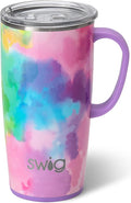 Swig Life 22oz Travel Mug, Insulated Tumbler with Handle and Lid, Cup Holder Friendly, Dishwasher Safe, Stainless Steel, Travel Coffee Cup, Insulated Mug (Cloud Nine)