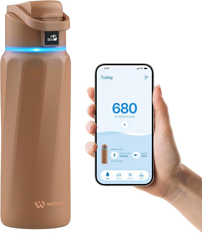 BOOST Smart Water Bottle with Reminder & Tracker, Double Wall Vacuum Insulated Bottles Stainless Steel, 32oz BPA-Free Wide Mouth for School, Gym, Office, Ideal for Father's Day