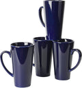 BYCNZB 16oz Funnel Ceramic Tall Coffee Mugs for Coffee, Tea, Cocoa, Latte, Milk set of 4(Cobalto)