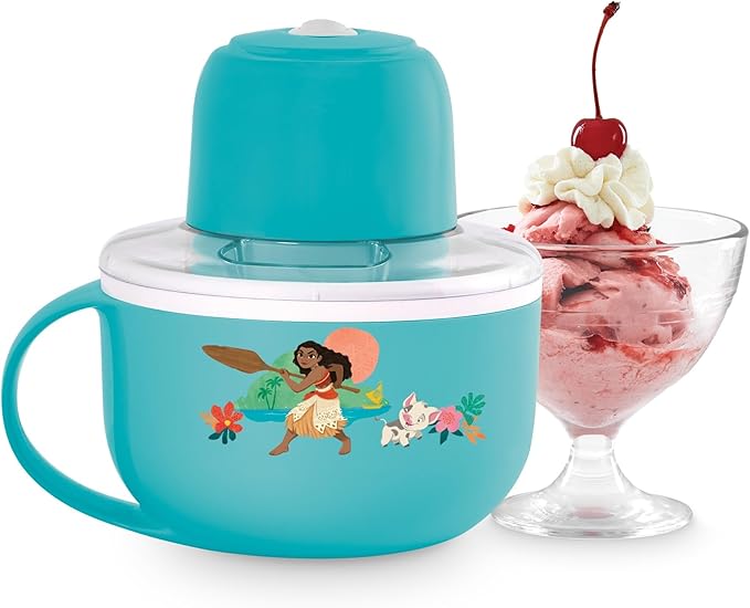Disney | Dash Moana My Mug Ice Cream Maker — Electric Countertop Soft Serve Ice Cream Machine, Single Serve Half-Pint Moana Mug with Ingredient Chute & Recipe Guide