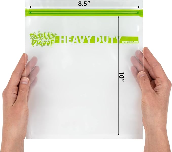 Smelly Proof Reusable Storage Bags Bundle: 15-Pack Clear Heavy Duty Bags, 5mil, USA-Made, PEVA & BPA-Free, Dishwasher-Safe, Triple Track Trilock Zipper Bags