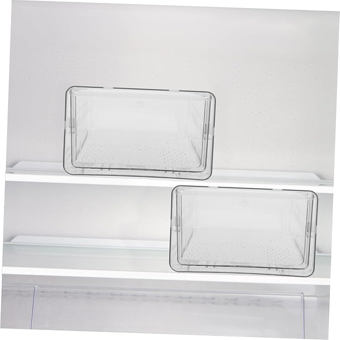 SOLUSTRE Refrigerator Organizer Bin with Drawer Clear Plastic Storage Box for Fruit Vegetables and Dairy Stackable Kitchen Storage for Organized Fridge Easy to Clean