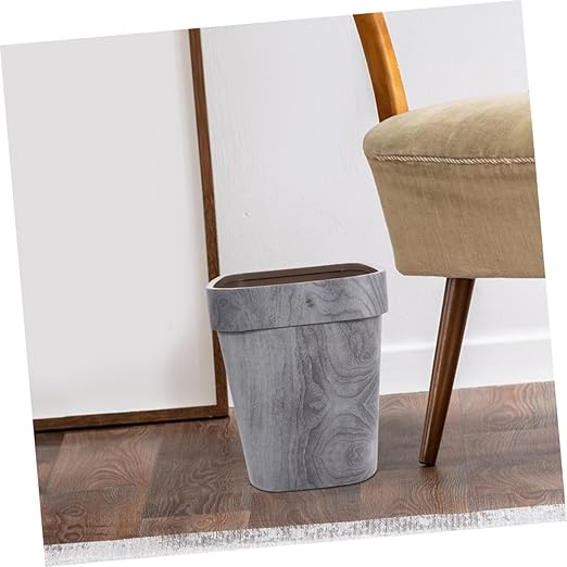 Cabilock Unique Wood Grain Pattern Trash Can Indoor Paper Wastebasket for Kitchen Bathroom Living Room Office Sturdy Sturdy No Lid Light Grey